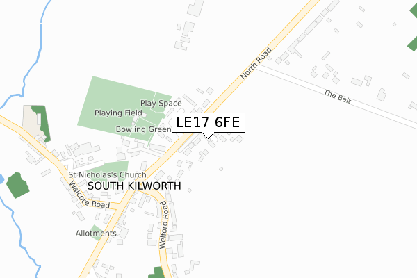 LE17 6FE map - large scale - OS Open Zoomstack (Ordnance Survey)