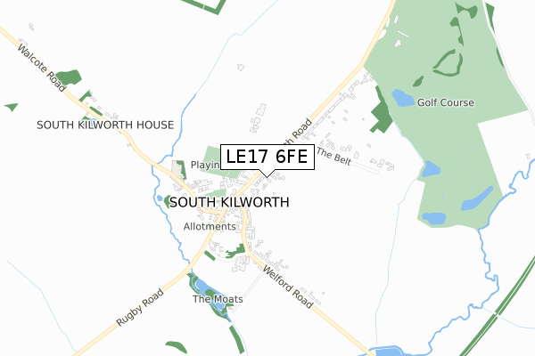 LE17 6FE map - small scale - OS Open Zoomstack (Ordnance Survey)