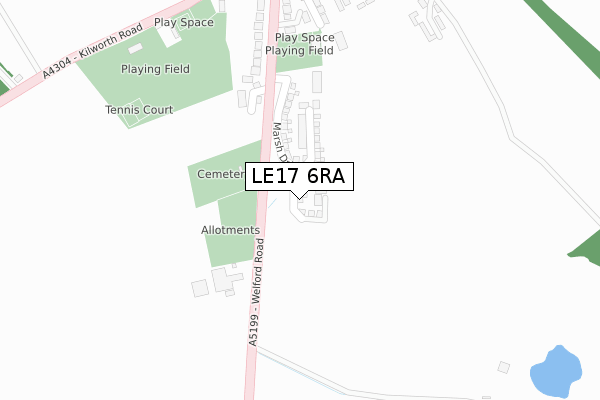 LE17 6RA map - large scale - OS Open Zoomstack (Ordnance Survey)