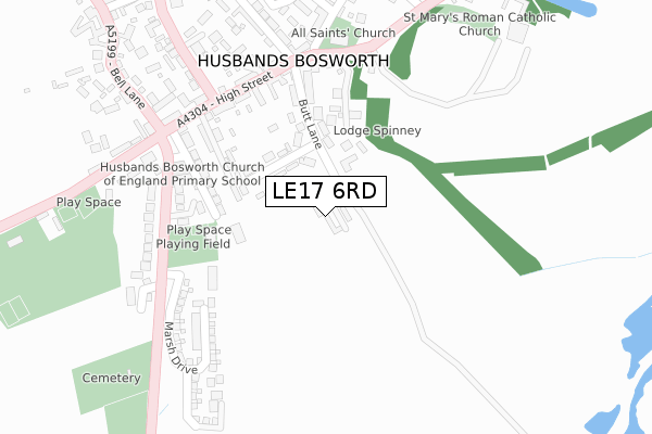 LE17 6RD map - large scale - OS Open Zoomstack (Ordnance Survey)