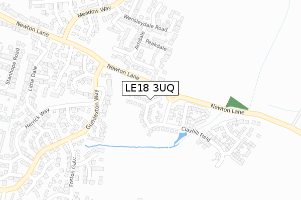 LE18 3UQ map - large scale - OS Open Zoomstack (Ordnance Survey)