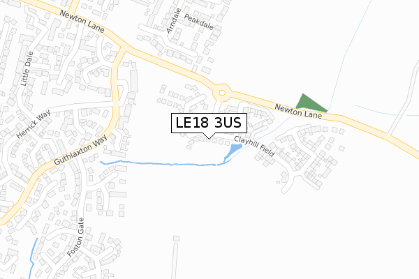 LE18 3US map - large scale - OS Open Zoomstack (Ordnance Survey)