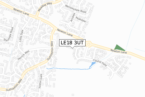 LE18 3UT map - large scale - OS Open Zoomstack (Ordnance Survey)