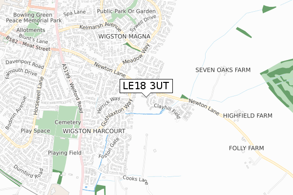 LE18 3UT map - small scale - OS Open Zoomstack (Ordnance Survey)