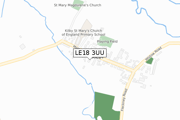 LE18 3UU map - large scale - OS Open Zoomstack (Ordnance Survey)