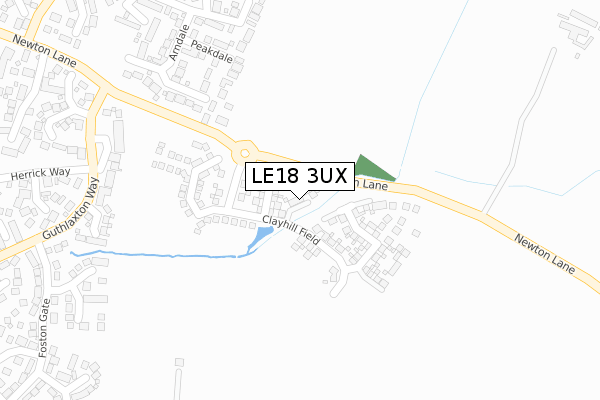 LE18 3UX map - large scale - OS Open Zoomstack (Ordnance Survey)