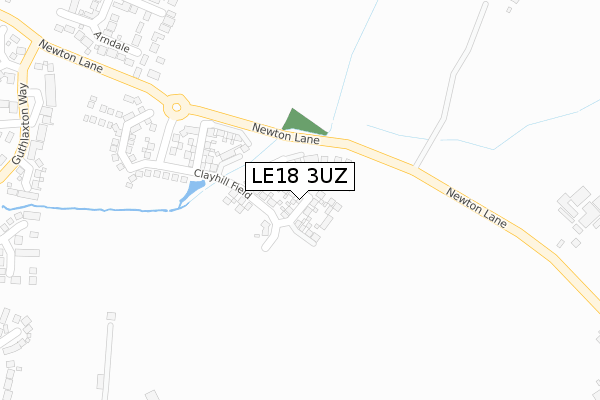 LE18 3UZ map - large scale - OS Open Zoomstack (Ordnance Survey)