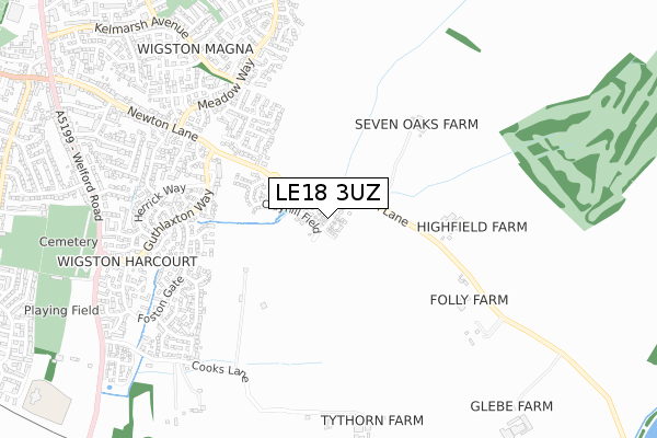 LE18 3UZ map - small scale - OS Open Zoomstack (Ordnance Survey) LE18 3UZ map - small scale - OS Open Zoomstack (Ordnance Survey)