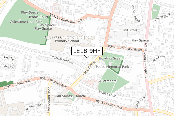LE18 9HF map - large scale - OS Open Zoomstack (Ordnance Survey)