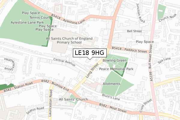 LE18 9HG map - large scale - OS Open Zoomstack (Ordnance Survey)