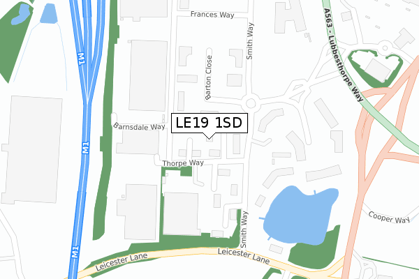 LE19 1SD map - large scale - OS Open Zoomstack (Ordnance Survey)