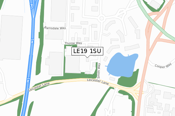 LE19 1SU map - large scale - OS Open Zoomstack (Ordnance Survey)