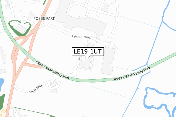 LE19 1UT map - large scale - OS Open Zoomstack (Ordnance Survey)