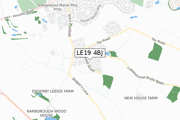 LE19 4BJ map - small scale - OS Open Zoomstack (Ordnance Survey)
