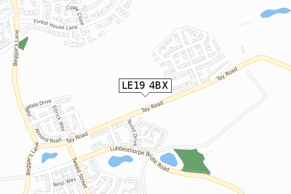 LE19 4BX map - large scale - OS Open Zoomstack (Ordnance Survey)