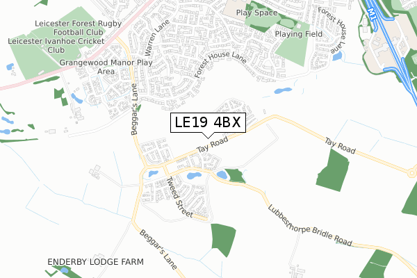 LE19 4BX map - small scale - OS Open Zoomstack (Ordnance Survey)