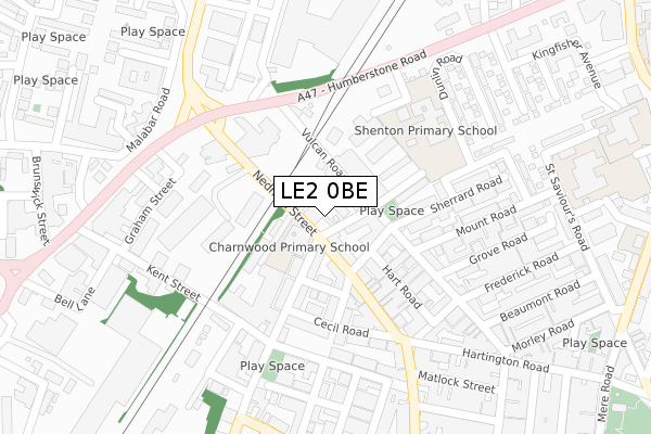 LE2 0BE map - large scale - OS Open Zoomstack (Ordnance Survey)