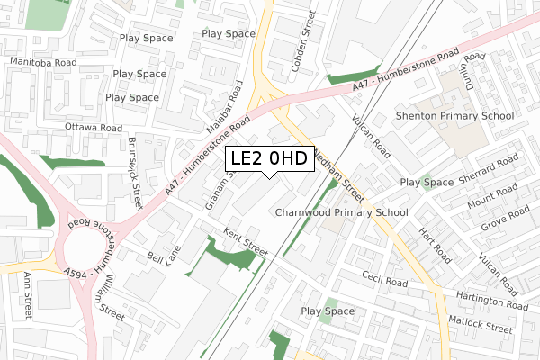LE2 0HD map - large scale - OS Open Zoomstack (Ordnance Survey)