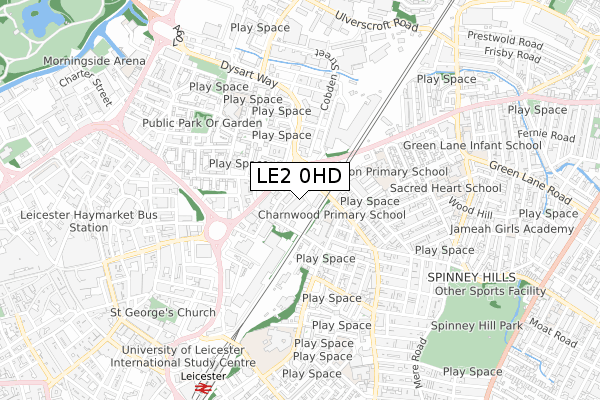 LE2 0HD map - small scale - OS Open Zoomstack (Ordnance Survey)