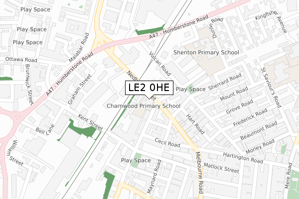 LE2 0HE map - large scale - OS Open Zoomstack (Ordnance Survey)
