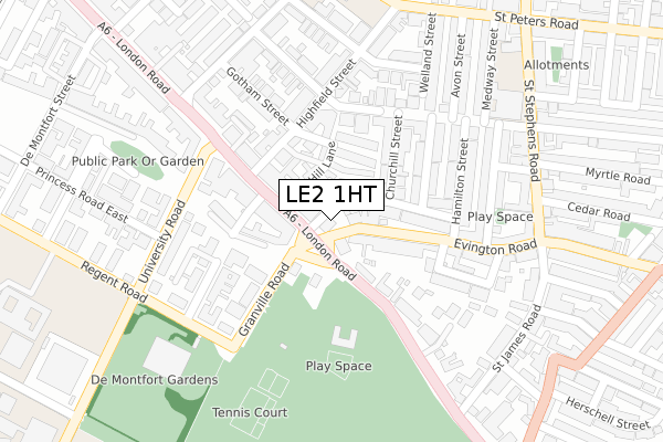 LE2 1HT map - large scale - OS Open Zoomstack (Ordnance Survey)