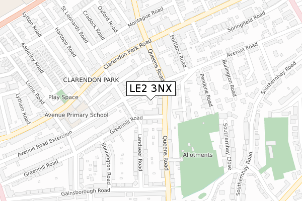 LE2 3NX map - large scale - OS Open Zoomstack (Ordnance Survey)