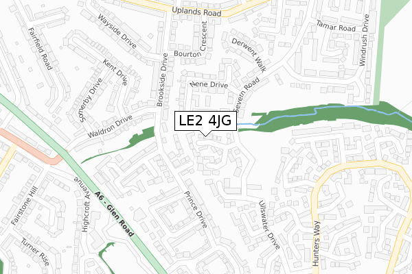 LE2 4JG map - large scale - OS Open Zoomstack (Ordnance Survey)