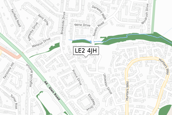 LE2 4JH map - large scale - OS Open Zoomstack (Ordnance Survey)