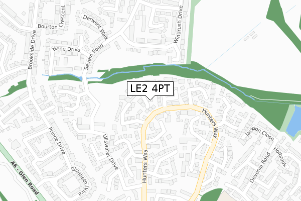 LE2 4PT map - large scale - OS Open Zoomstack (Ordnance Survey)