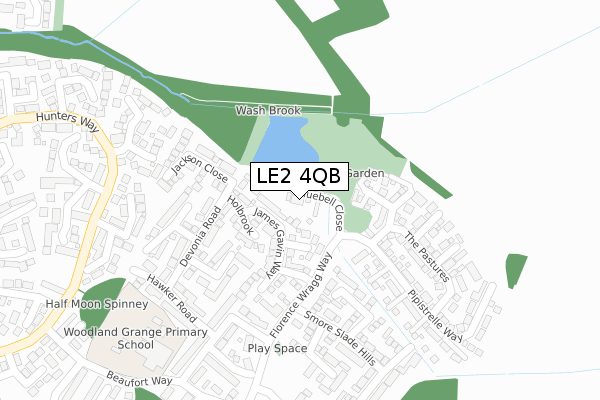 LE2 4QB map - large scale - OS Open Zoomstack (Ordnance Survey)