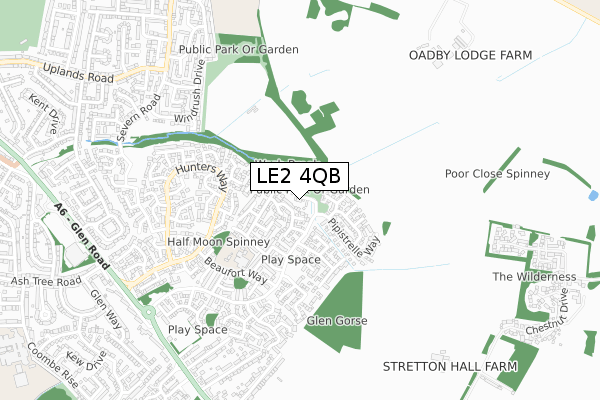 LE2 4QB map - small scale - OS Open Zoomstack (Ordnance Survey)