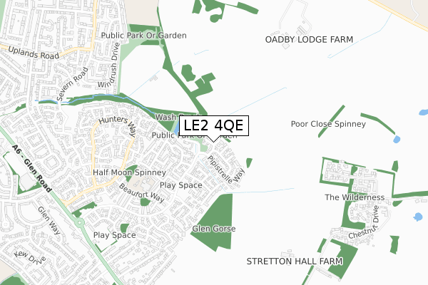 LE2 4QE map - small scale - OS Open Zoomstack (Ordnance Survey)