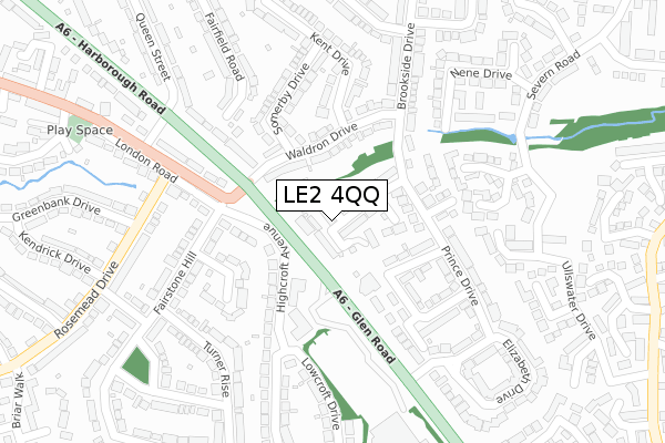 LE2 4QQ map - large scale - OS Open Zoomstack (Ordnance Survey)