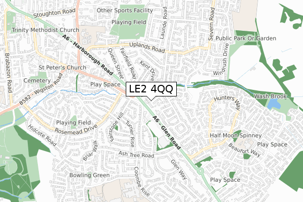 LE2 4QQ map - small scale - OS Open Zoomstack (Ordnance Survey)
