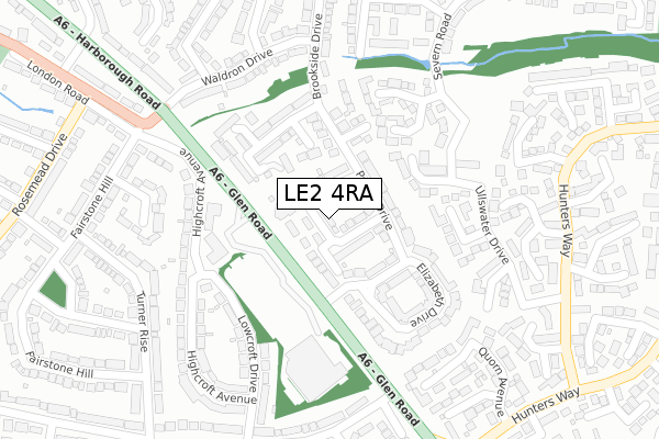 LE2 4RA map - large scale - OS Open Zoomstack (Ordnance Survey)