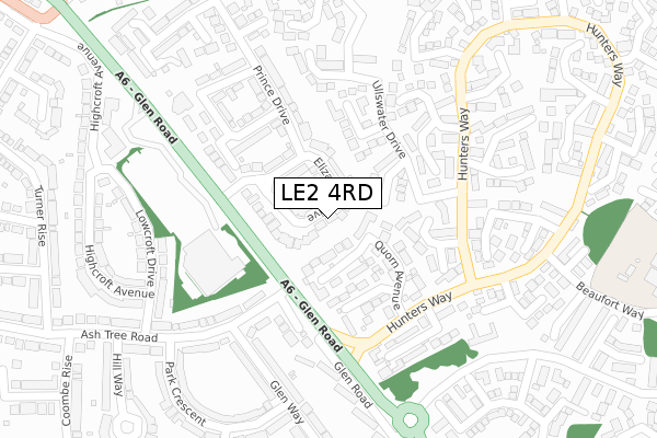 LE2 4RD map - large scale - OS Open Zoomstack (Ordnance Survey)