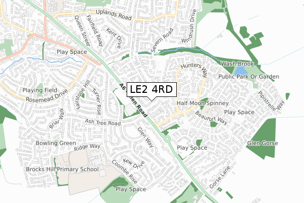 LE2 4RD map - small scale - OS Open Zoomstack (Ordnance Survey)