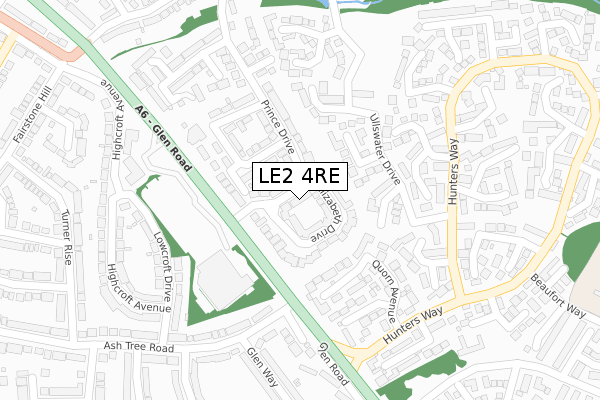 LE2 4RE map - large scale - OS Open Zoomstack (Ordnance Survey)