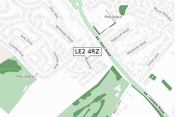 LE2 4RZ map - large scale - OS Open Zoomstack (Ordnance Survey)