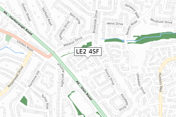 LE2 4SF map - large scale - OS Open Zoomstack (Ordnance Survey)