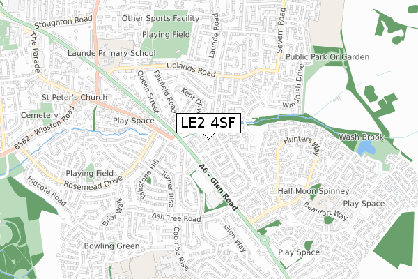 LE2 4SF map - small scale - OS Open Zoomstack (Ordnance Survey)