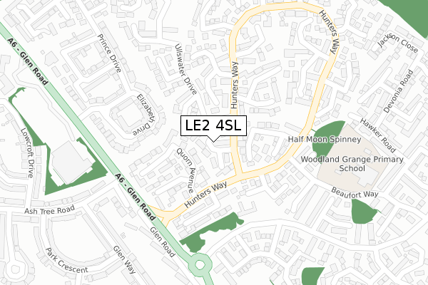 LE2 4SL map - large scale - OS Open Zoomstack (Ordnance Survey)