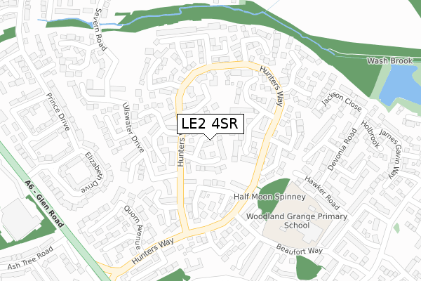LE2 4SR map - large scale - OS Open Zoomstack (Ordnance Survey)