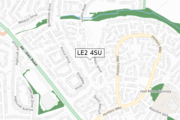 LE2 4SU map - large scale - OS Open Zoomstack (Ordnance Survey)