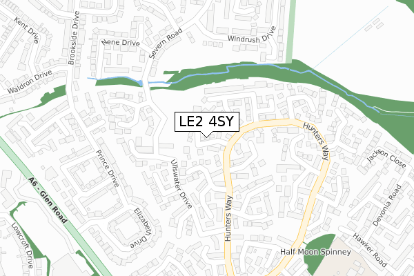 LE2 4SY map - large scale - OS Open Zoomstack (Ordnance Survey)