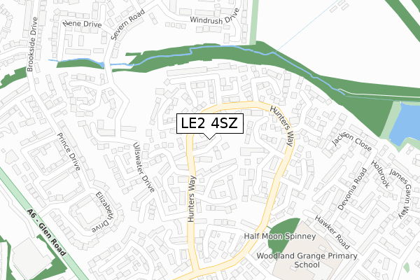 LE2 4SZ map - large scale - OS Open Zoomstack (Ordnance Survey)