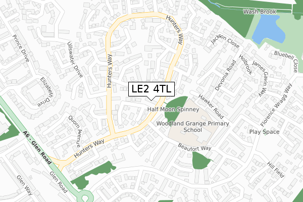 LE2 4TL map - large scale - OS Open Zoomstack (Ordnance Survey)
