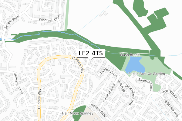 LE2 4TS map - large scale - OS Open Zoomstack (Ordnance Survey)