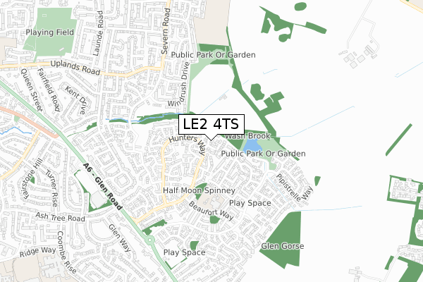 LE2 4TS map - small scale - OS Open Zoomstack (Ordnance Survey)