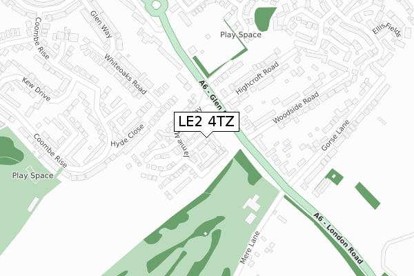 LE2 4TZ map - large scale - OS Open Zoomstack (Ordnance Survey)